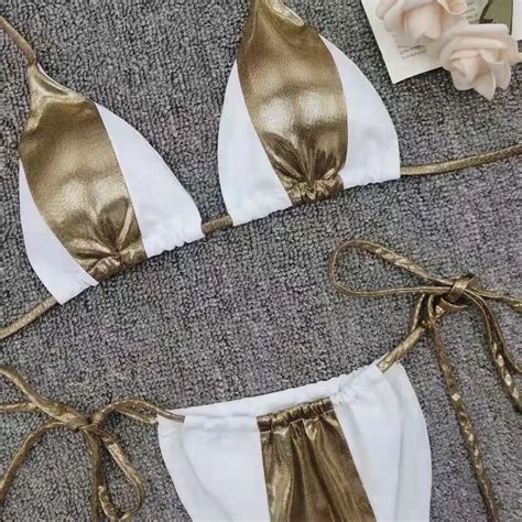 Wholesale Sexy Gold Stitching Brazilian Bikini Set Micro Swimwear For