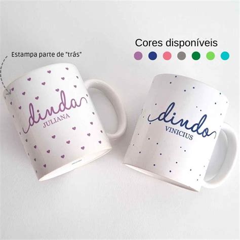 Kit 2 Canecas Convite Padrinhos de Batismo Dinda e Dindo no Elo7 IKÊ