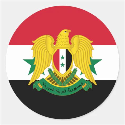 Syrian Flag Coat Of Arms Flag Of Syria Classic Round Sticker Zazzle