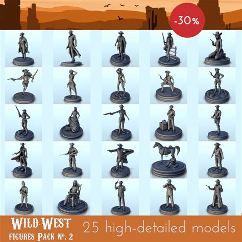 D Printable Wild West Figures Pack N Six Gun Sound Desperado Old