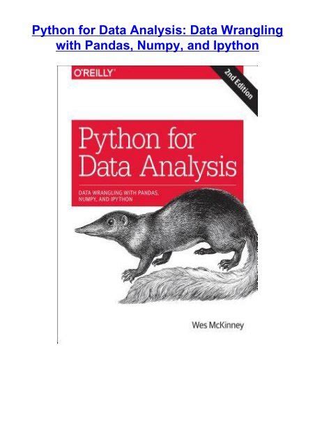 PDF Python For Data Analysis Data Wrangling With Pandas Numpy And