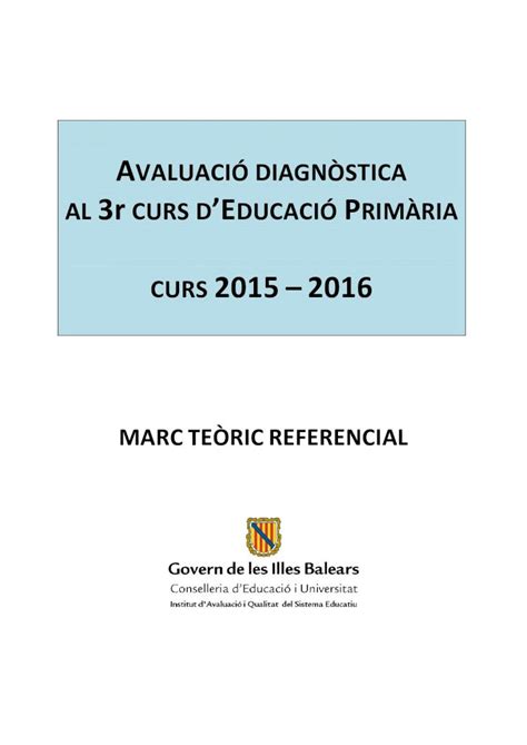 PDF AVALUACIÓ DIAGNÒSTICA AL 3r CURS DEDUCACIÓ PRIMÀRIAiaqse caib es