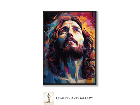 Modern Jesus Art Print, Contemporary Divine Religious Painting, Digital Faith Inspired Sacred ...