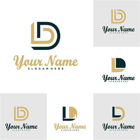 Set of Letter LD logo design vector. Luxury LD logo design template ...