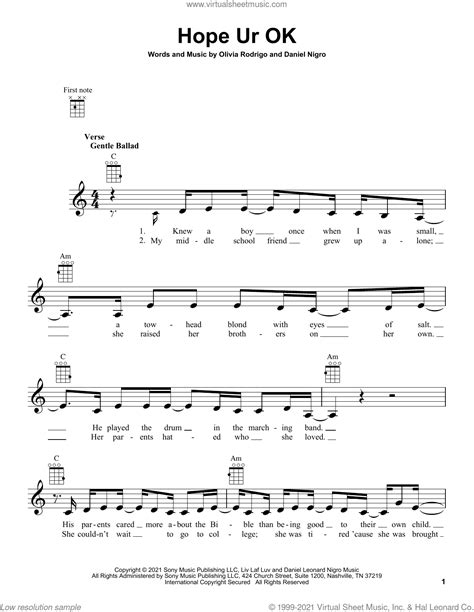 Hope Ur Ok Sheet Music For Ukulele PDF Interactive