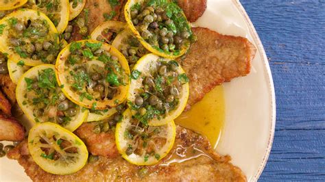 Rachael’s Veal Piccata With Gem Romaine Salad With Pears And Walnuts Recipe Rachael Ray Show