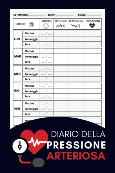 Diario Della Pressione Arteriosa Libretto Per Registrare