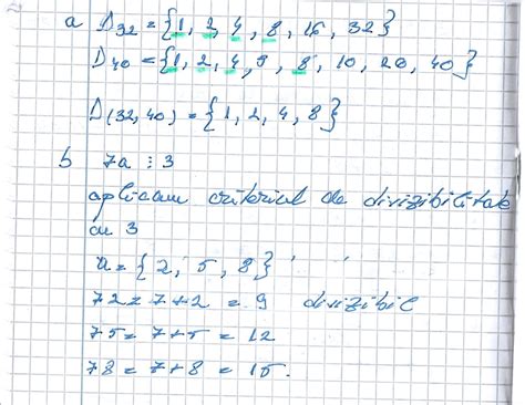 Determinați divizorii comuni ai numerelor 40 și 32 b numerele de forma