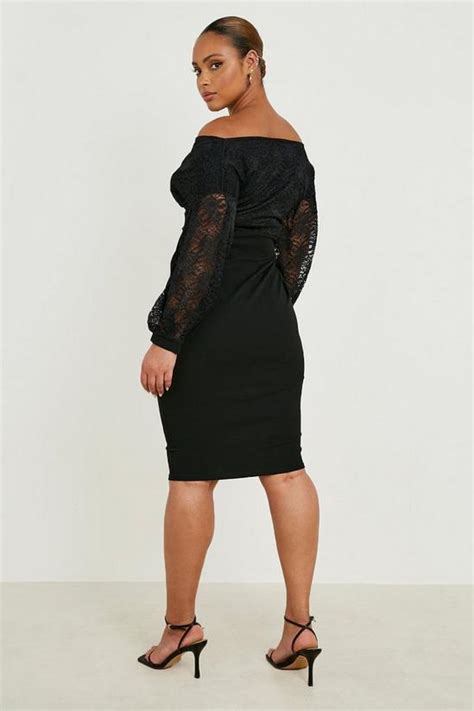 Dresses Plus Lace Off The Shoulder Wrap Midi Dress Boohoo