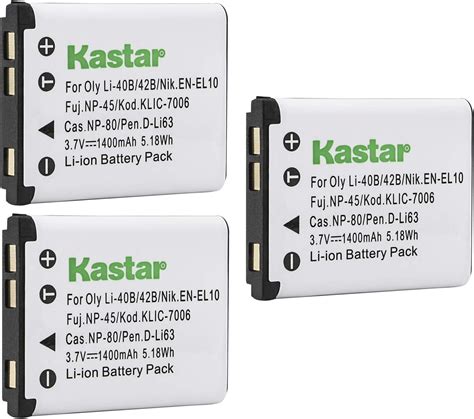 Amazon Kastar Battery 3 Packs For Cas NP 80 Exilim EX G1 EX H5 EX