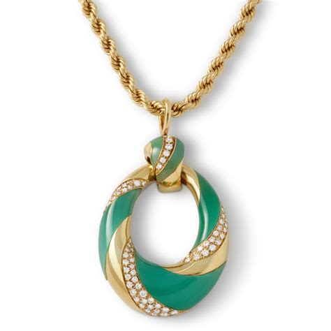 Van Cleef Arpels Chrysoprase And Diamond Pendant Necklace J S