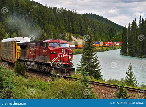 A Train In Banff National Park Editorial Image | CartoonDealer.com ...