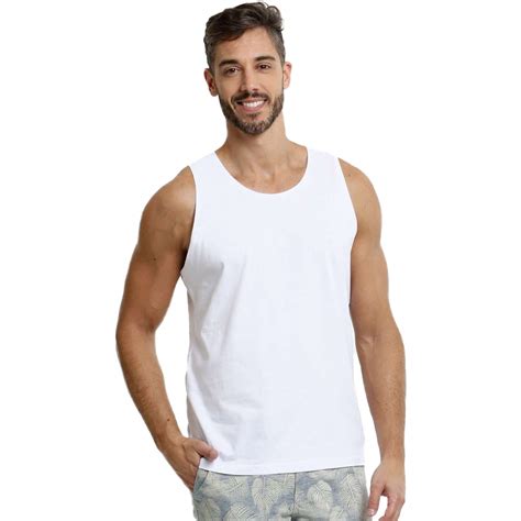 Camiseta Regata Lisa Masculina 100 Algodão 30 1 Branco Di Nuevo