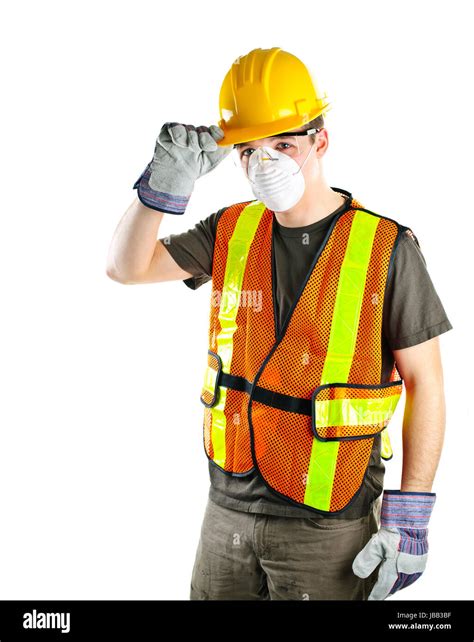 Male construction worker wearing safety protective gear Stock Photo - Alamy