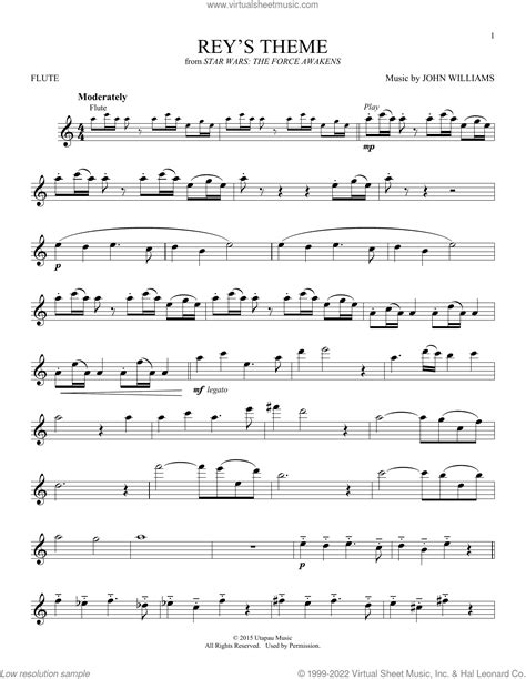 Rey S Theme From Star Wars The Force Awakens Sheet Music For Flute Solo