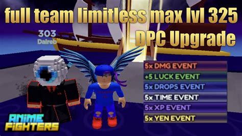 Dpc Upgrade Full Team Limitless Max Lvl Roblox Anime Fighters