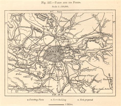 Paris And Its Forts Sketch Map 1885 Old Antique Vintage Plan Chart