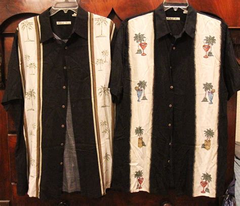 Two Batik Bay Shirts Classic Vintage Hawaiian Style L Gem