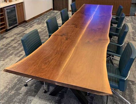 Black Walnut Conference Table And Waterfall Bench Wilson Wolf