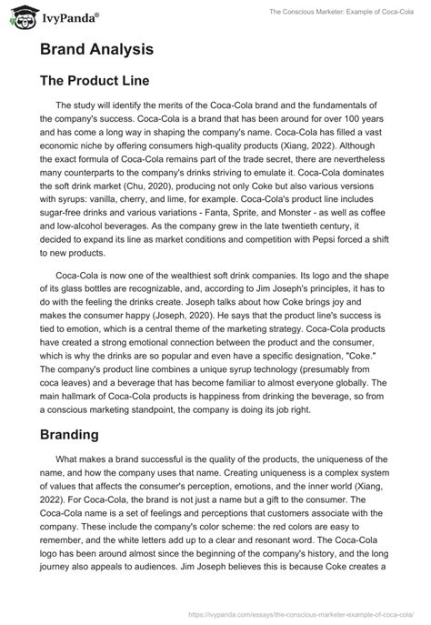 The Conscious Marketer Example Of Coca Cola Words Essay Example