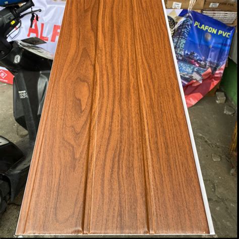 Jual Plafon PVC Doff Laminate Serat Kayu Jati Coklat Tua 30002 Kota