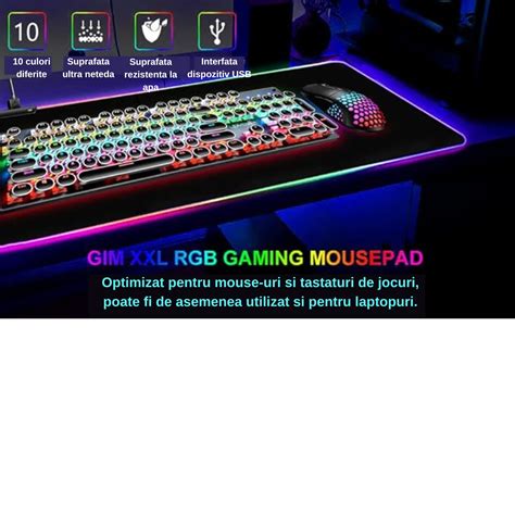 Mousepad Profesional Gaming Si Birou Textil Cu Baza Cauciucata Rgb