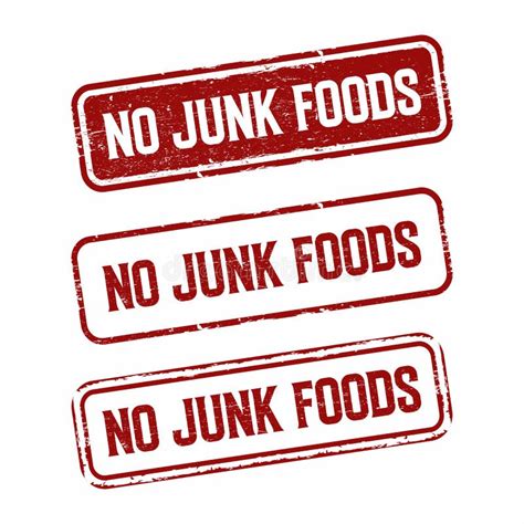 Set Of Grunge Rubber Stamps With Text No Junk Foods Vector Illustration