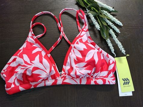 All In Motion Women S Triangle Strappy Back Bikini Top Red Floral