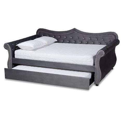 Baxton Studio Abbie Grey Queen Daybed With Trundle 164 10421 Hd The