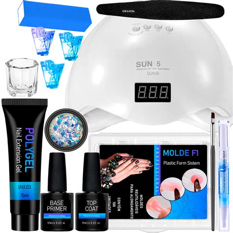 Kit Polygel Alongamento De Unha Poli Gel Completo Molde F1 Cabine Sun