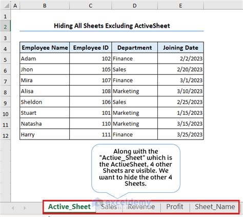 Using Excel Vba To Hide Multiple Sheets Methods Exceldemy