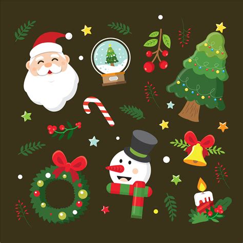 Christmas Element Collection Vector Art At Vecteezy