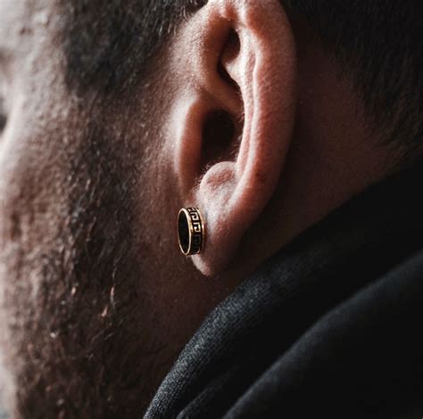 Black And Gold Earrings For Men