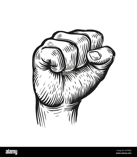 Raised Fist On White Background Graphic Vector Illustration Stock