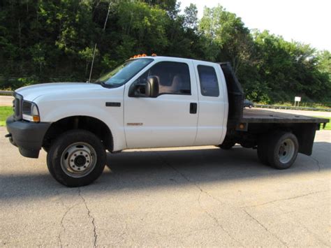 2004 Ford F450 Diesel Dually 4x4 Ext Cab 4 Door 9 Ft Flatbed 15000 Gvw