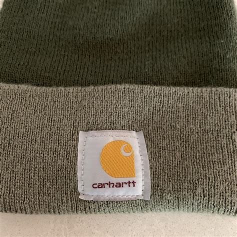 Green Two Tone Carhartt Beanie Barely Depop