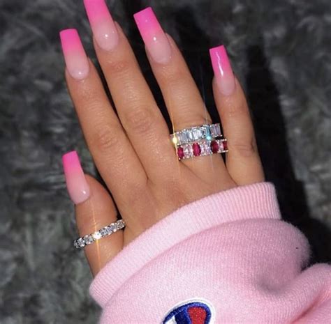 Baddiepins123♡ Pink Acrylic Nails Pink Ombre Nails Square Acrylic Nails