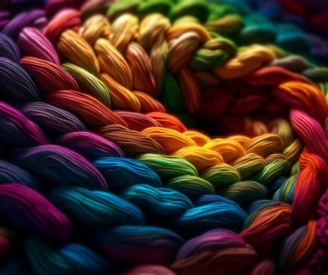 Premium Photo A Close Up Of A Rainbow Colored Yarn Is Shown In A