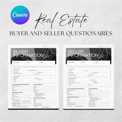 Real Estate Client Questionnaire Buyer And Seller Canva Template Real