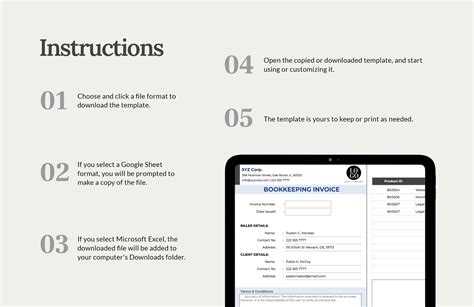 Bookkeeping Invoice Template - Download in Excel, Google Sheets ...