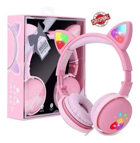 Fone De Ouvido Infantil Menina Orelha Gatinho Original Rosa Frete Gr Tis