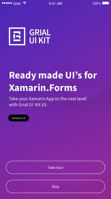 Welcome Page Grial UI Kit For Xamarin Forms