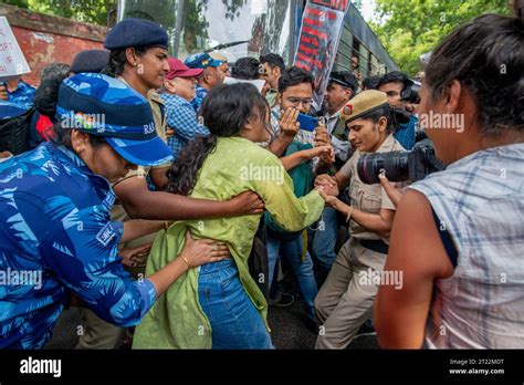 Neu Delhi Indien Oktober 2023 Polizei verhaftet während einer