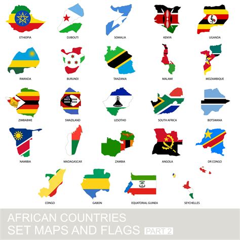 African Countries Set Maps And Flags 13086219 Vector Art At Vecteezy