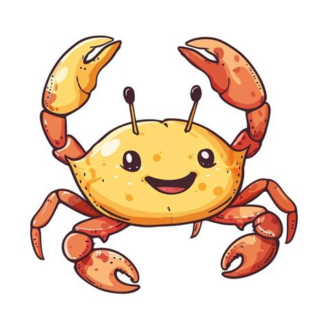 A drawing of a crab with a face and a smile on it | Premium AI ...