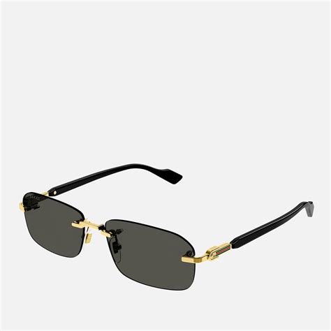 Gucci Metal And Acetate Rectangle Frame Sunglasses In Metallic Lyst