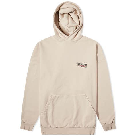 Balenciaga Political Campaign Popover Hoodie Light Beige And White End