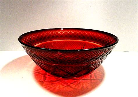 Cristal D Arques Durand Ruby Red Salad Serving Bowl Ebay