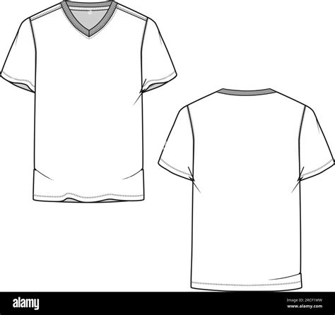 Mens V Neck T Shirt Apparel Clothing Flat Sketches Vector Stock Vector