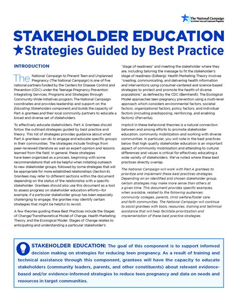 Stakeholder Education Strategies Guided By Best Practice Power To Decide